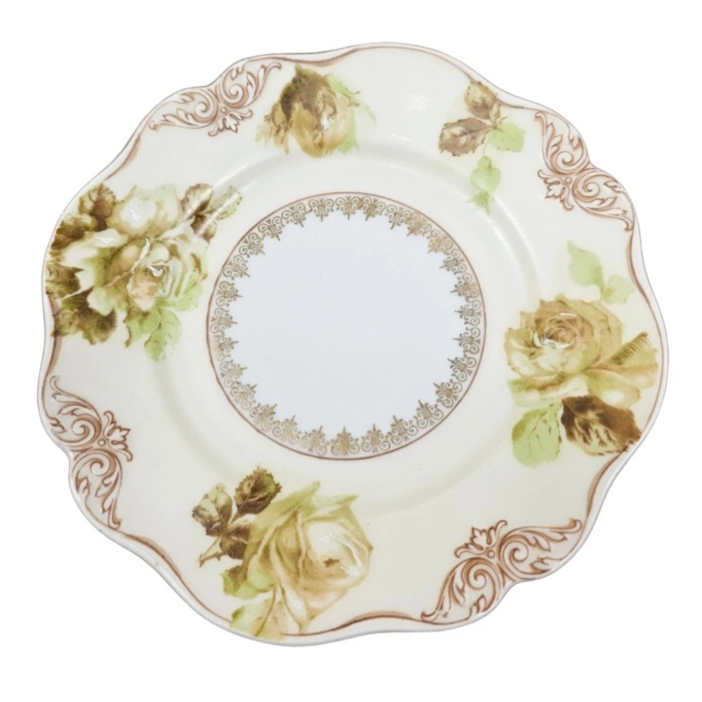Antique Ohme Silesia Old Ivory XVI Bread Dessert Snack Plate Fine China Germany